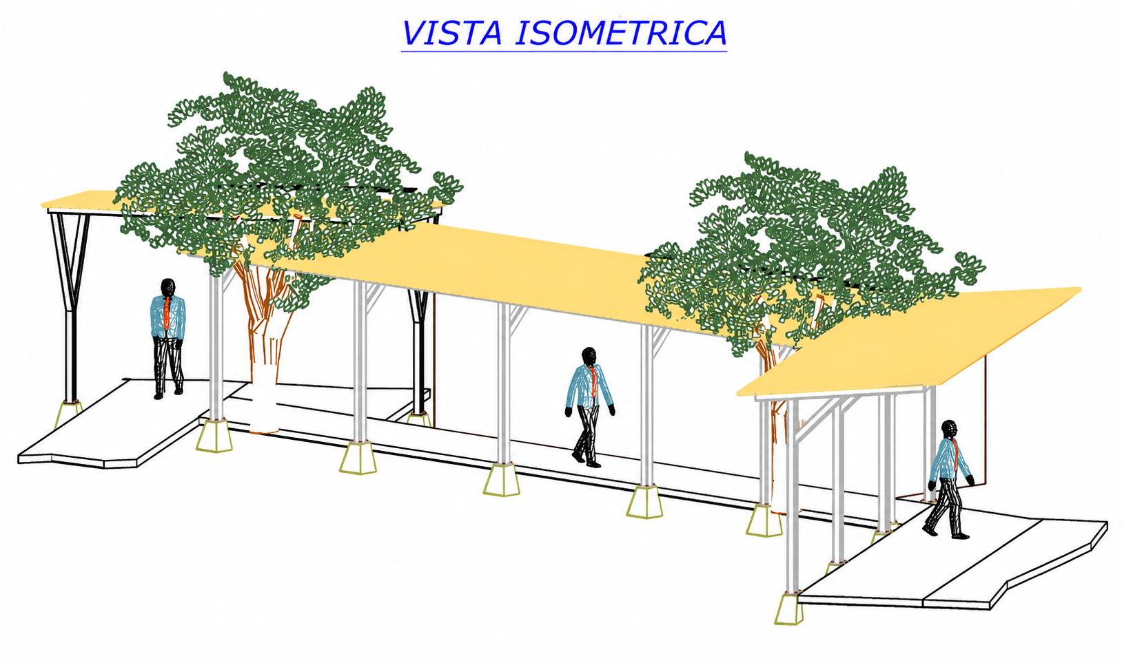 Vista isométrica limpia de la techumbre